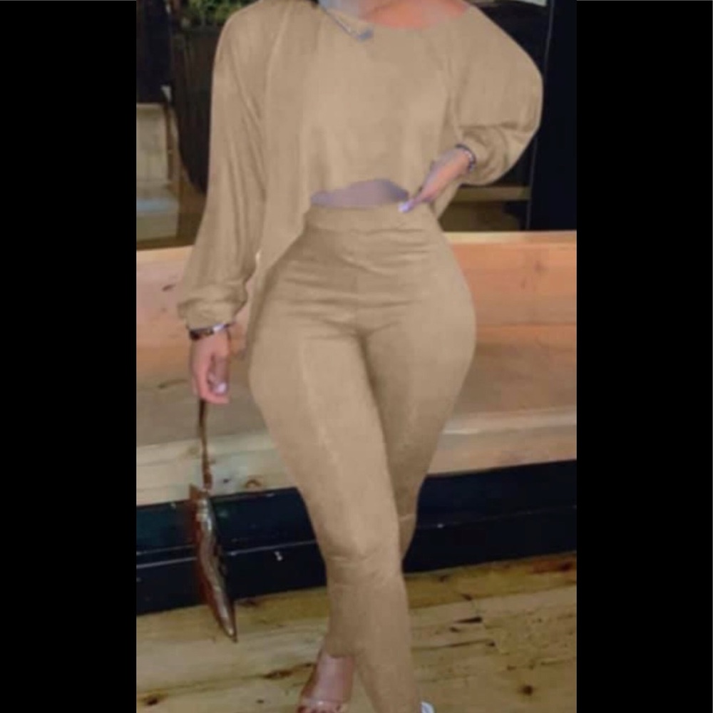 2 piece tan outfit